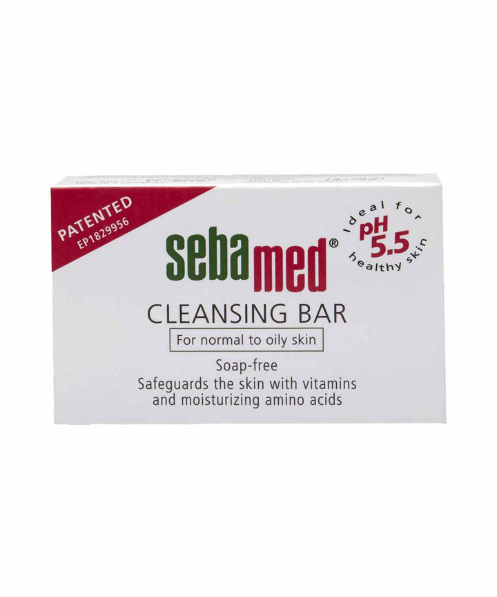 Front view of Sebamed Cleansing Bar 100g in packaging