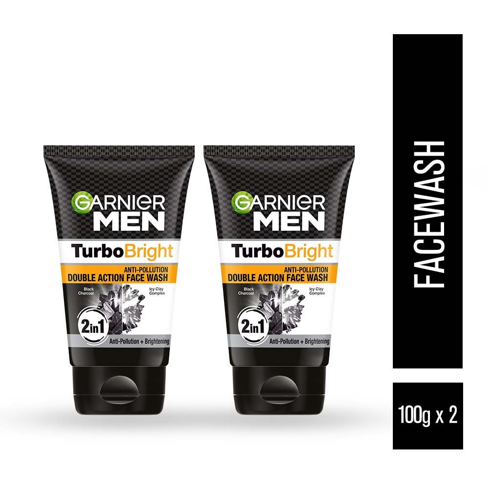 Garnier Men Turbo Bright Anti-Pollution Face Wash, (100g+100g)