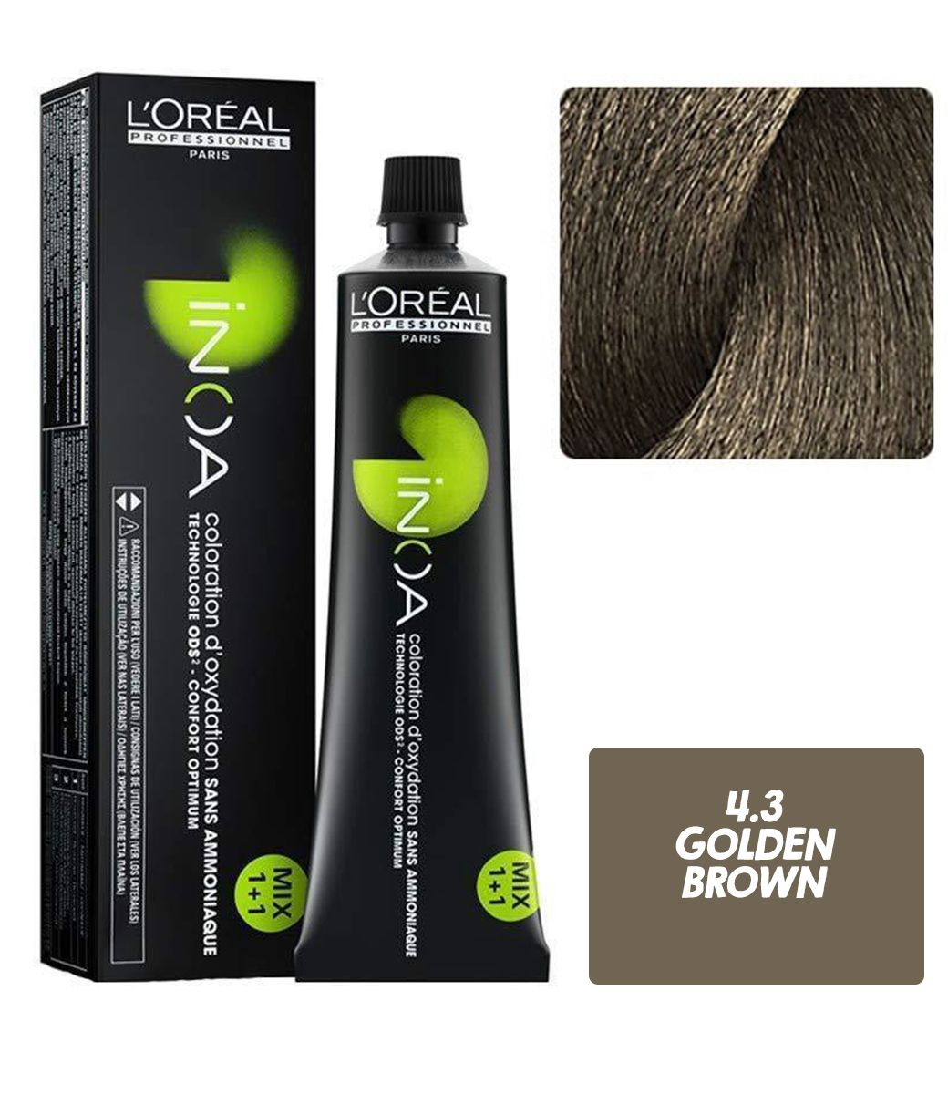 L'Oreal  Professionnel Paris - 4.3 Golden Brown - Inoa Ammonia Free Permanent Colour - Mix 1:1 - (60g) - House of Ateeq