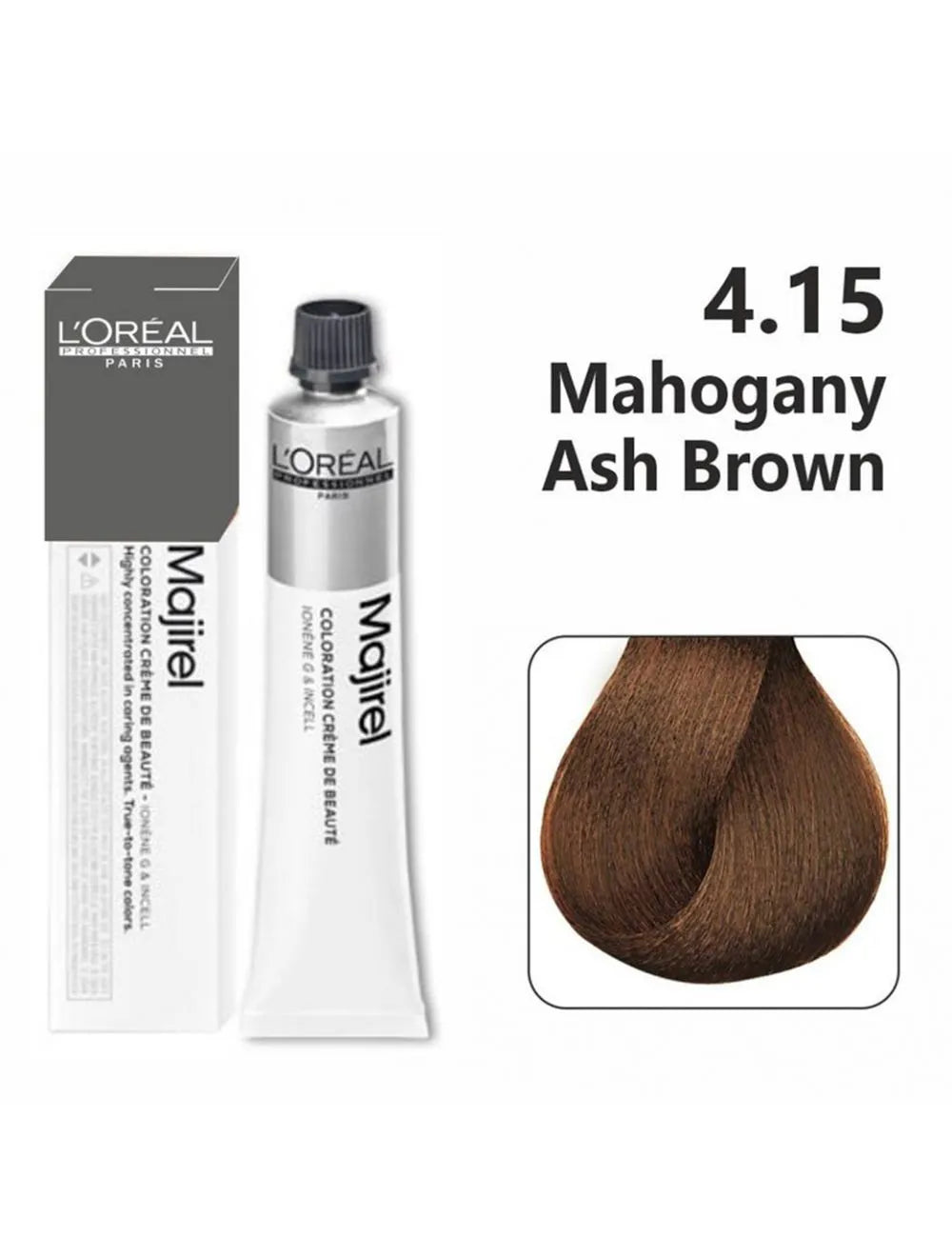 L'Oreal  Professionnel Paris - Majirel - 4.15 (Mahogany Ash Brown) - Mix 1:1.5 - (49.5g) - House of Ateeq