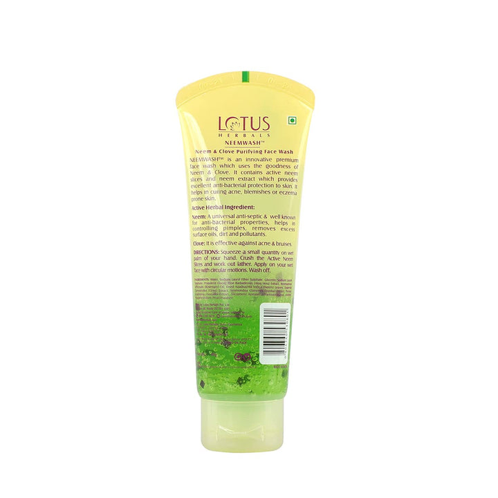 Lotus Herbals Neem & Clove Purifying Face Wash with Active Neem Slices, 80g