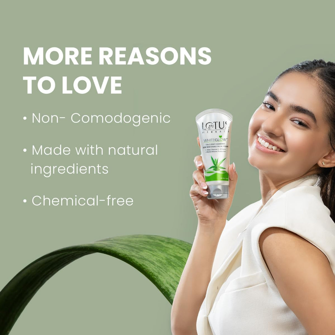 Lotus Herbals WhiteGlow 3-In-1 Deep Cleansing Skin Whitening Facial Foam, 50g