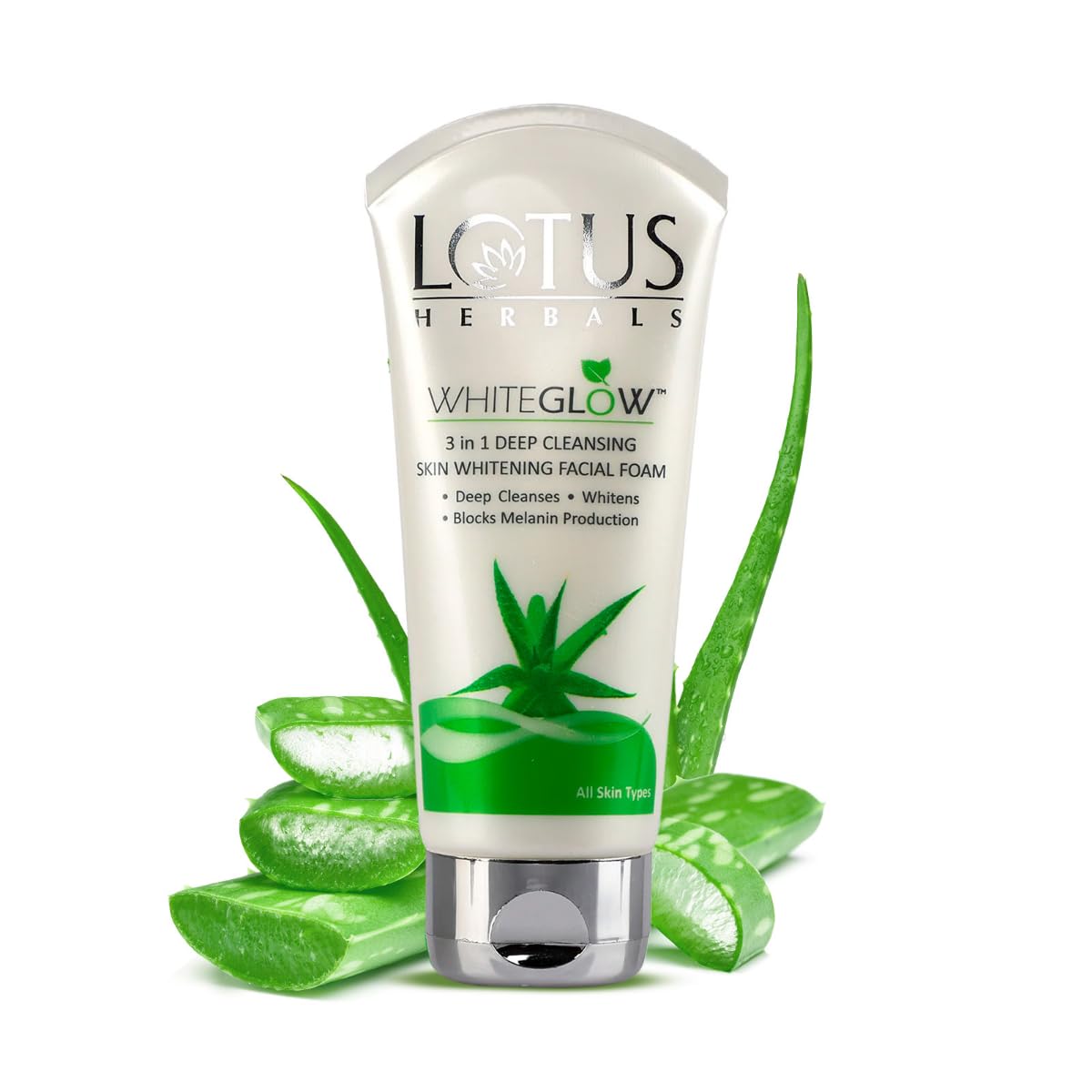 Lotus Herbals WhiteGlow 3-In-1 Deep Cleansing Skin Whitening Facial Foam, 50g