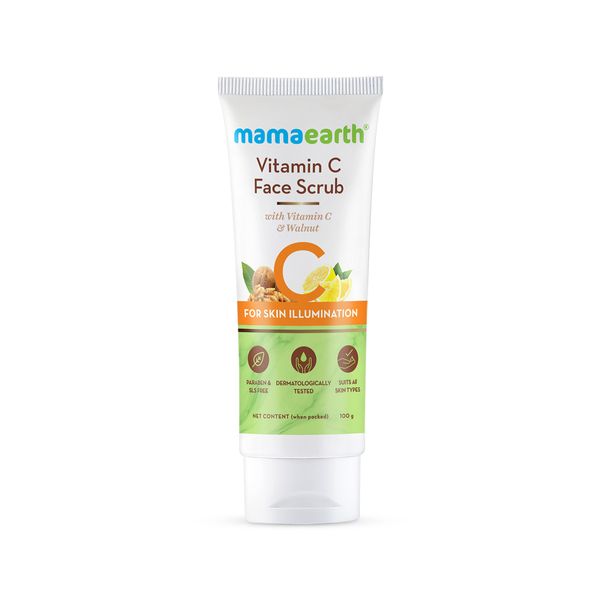 Mamaearth Vitamin C Face Scrub for Glowing Skin, With Vitamin C and Walnut For Skin Illumination - 100 g